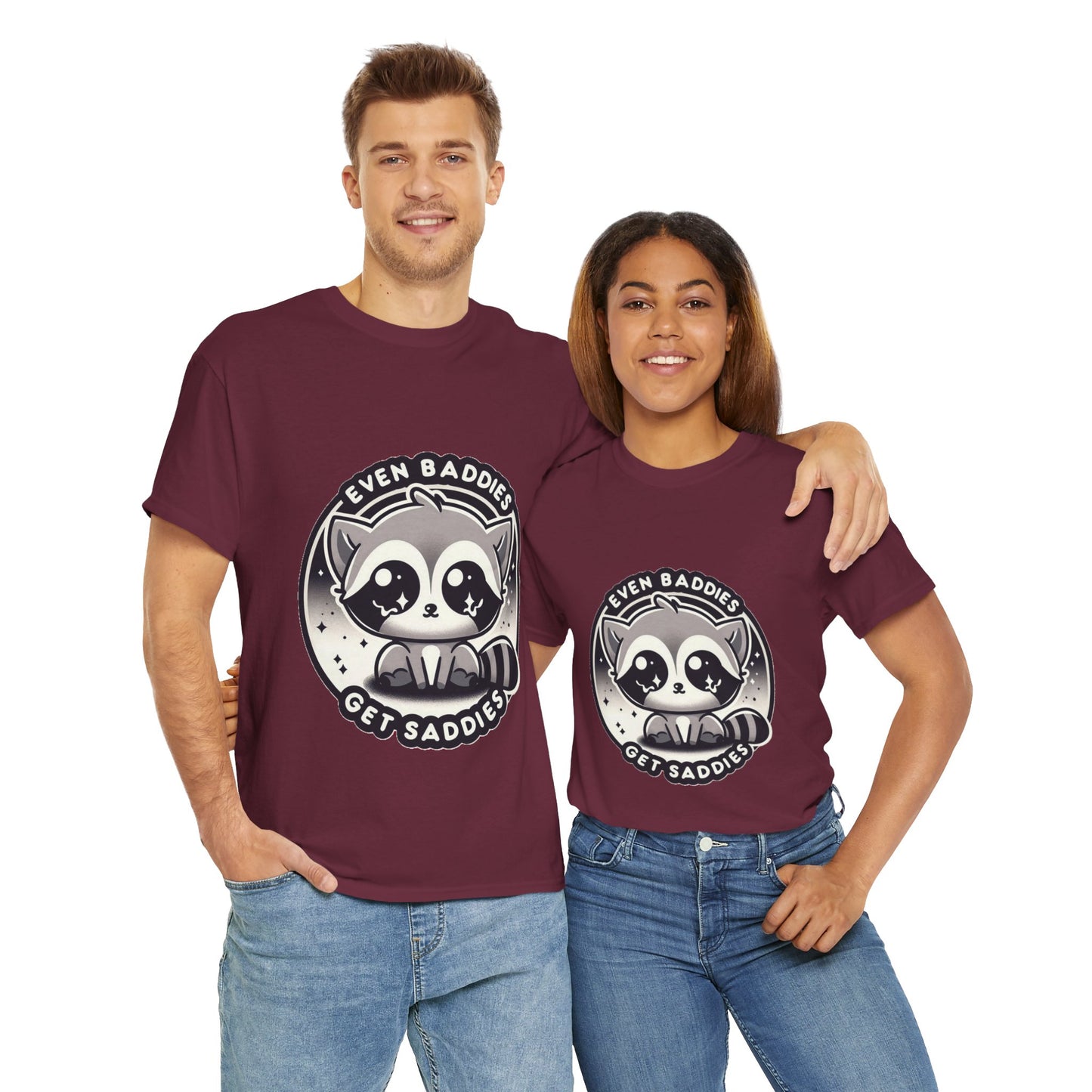 Even baddies get saddies cute raccoon t-shirt